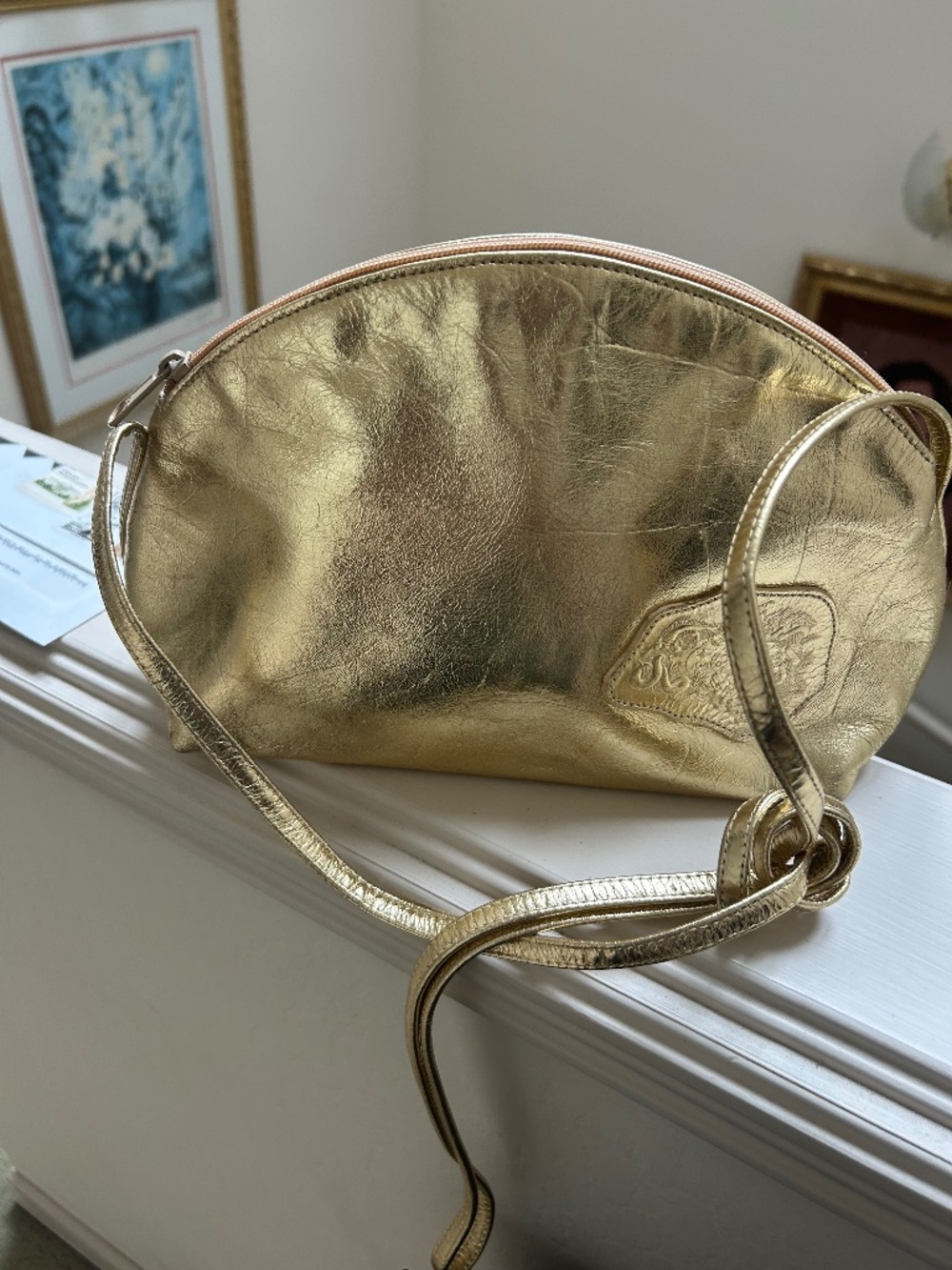 BEAUTIFUL CARLOS FALCHI GOLD LEATHER CLUTCH BAG NWOT